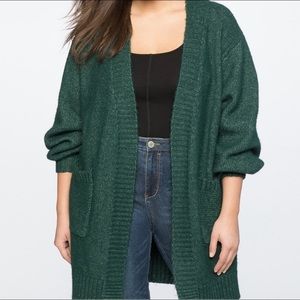 Eloquii Long Green Boyfriend Knit Cardigan | Plus Size 22/24